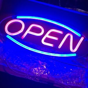 Neon Open Sign in Blue and Red 15×7.5